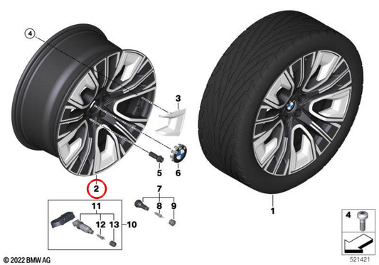 Llanta de aleación Aerodynamikrad 906 OEM 36115A19DE6 para BMW G70, G45. Original BMW.