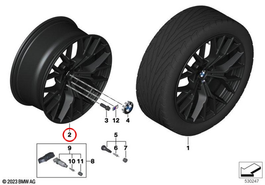 Piene in lega M Performance Y-Spoke 911 OEM 36115A19DF8 per BMW G70, G45. BMW originale.