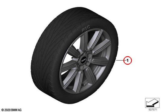 Jeu de roues Multiray Spoke 591 18" OEM 36115A19FD9 pour MINI Clubman F54, F54 LCI... et plus. MINI d'origine.