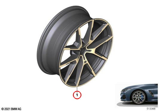 Llantas de aleación ligera color Ceylongold OEM 36115A1CDF1 para BMW Serie 8 G14 y G15 (840d, 840i, M850i) xDrive y trasera. Compatibles 2018-2026. Original BMW.