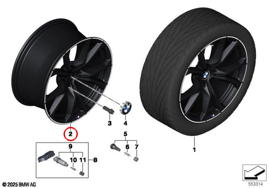 Matte OEM Black Leale Rire 36115A1F915 per BMW G29. BMW originale.
