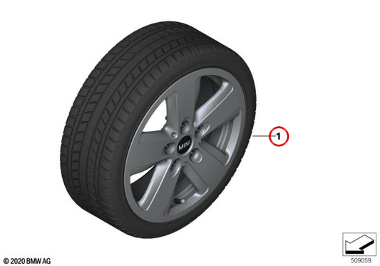 Rueda de invierno completa Revolite Spoke 517 OEM 36115A24E75 para MINI F56, F56 BEV, F55, Cabrio F57... y más. Original MINI.