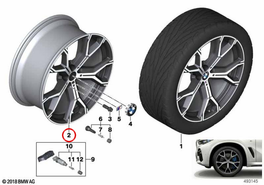 Pneumatici in alluminio M Y-Speiche 741 per diversi modelli BMW (OEM 36115A2A389). BMW originale