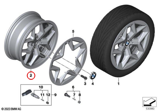 18 "aerodynamische Leichtmetallräder 932 Blitzgrau OEM 36115A324D5 für BMW G60, G61, G68. Original BMW.