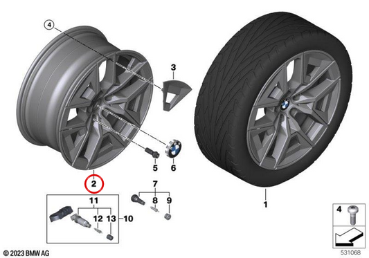 Lightning Tire Grey OEM 36115A324D9 per BMW G61. BMW originale.