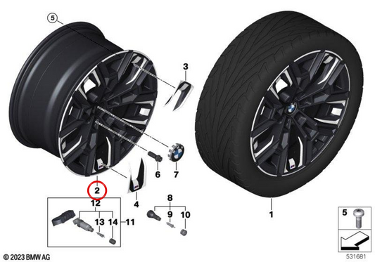 Piene in lega M Aerodynamik 940 OEM 36115A324F0 per BMW G60, G61. BMW originale.