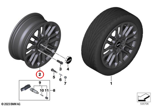 Cerchi in lega U-Spoke 956 OEM 36115A3E636 per mini F20, F65, F66, F67. Mini originale.