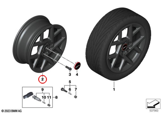JCW Sprint falou 957 rodas de liga leve OEM 36115A3E638 para MINI F65, F66, F67, 3/20. MINI originais.