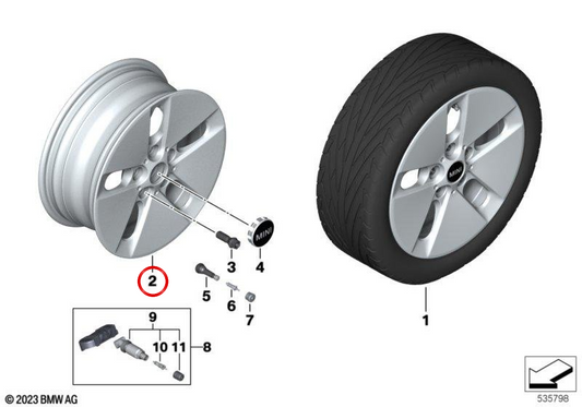 Alloy wheel 5.5Jx16 ET34 Pin Spoke 961 lightning grey OEM 36115A3E642 for MINI F65 Cooper C, F66 Cooper C, Cooper S, F67 Cooper C... and more. Original MINI