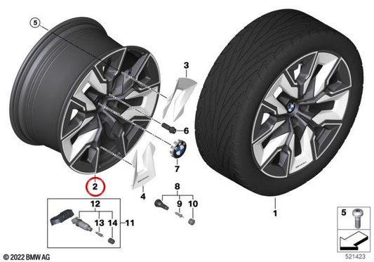 Roda de liga leve Aerodynamikrad 910 OEM 36115A41F77 para BMW G70. BMW genuíno.