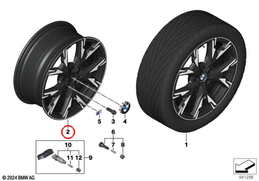 Llantas de aleación M Performance Y-Spoke 976 de 19" OEM 36115A45267 para BMW F70. Solo para neumáticos de verano. Original BMW.