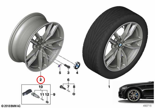 Llanta de aleación M Doble Radio 792M OEM 36115A49EE6 para BMW G20, G21, G28, G22, G23. Original BMW.