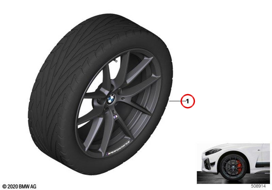Ensemble complet de roues et de rayons 898 pour BMW G20, G21, G28, G22, G23 (OEM 36115A4FFD9). BMW d'origine