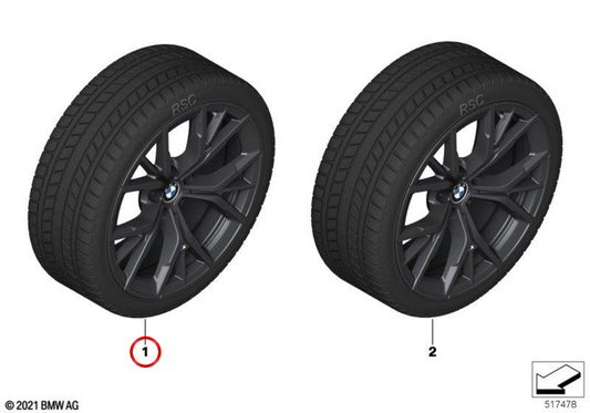 Tire d'hiver complète M y à rayures 845 OEM 36115A55577 pour BMW G30, G31. BMW d'origine.