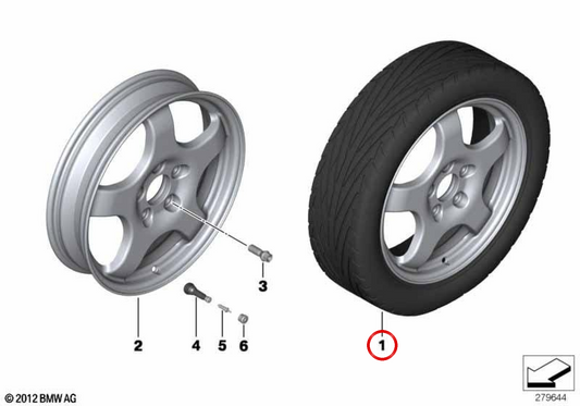 Pneu de emergência em aço para BMW F48N (OEM 36115A56268). BMW genuíno