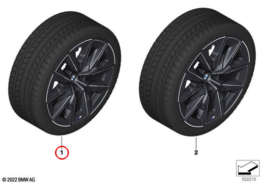 Rueda completa de invierno M Aerodynamik 909 OEM 36115A64995 para BMW G70. Original BMW.