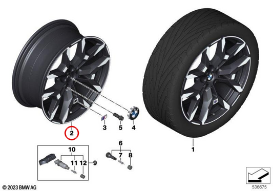Jantes de liga leve originais BMW M de raios duplos 995 19" OEM 36115A64B58 para BMW G42, G20, G21, G22, G23. Acabamento Jet Black. Traseira, largura 8,5", ET40. BMW genuíno.