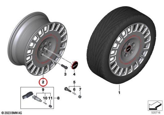 Jante en aluminium 7.5Jx18 ET50 Frozen Midnight bicolore OEM 36115A68603 pour MINI Cooper J01, MINI Aceman J05… et plus. MINI d'origine.