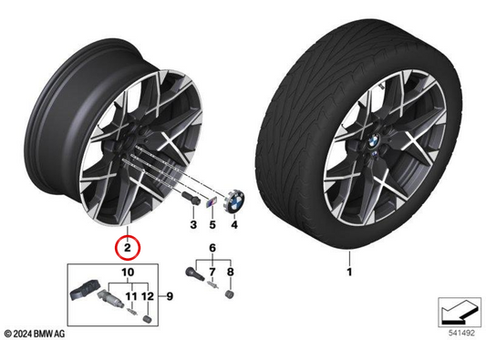 Rodas de liga leve M Y-Spoke 1035 OEM 36115A6F100 para BMW G45. BMW genuíno.