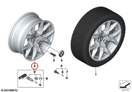 Ruote in lega Y-Spoke 921 OEM 36115A6F111 per BMW G45. BMW originale.