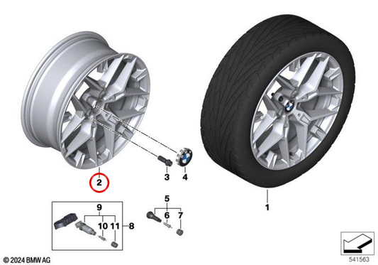 Gunmetal Alloy Grey OEM 36115A7C687 für BMW E34, E32. Original BMW.