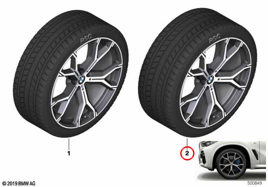 Complete Winter Wheel 21 "M Y-Spoke 741 with Pirelli tire for BMW X5 G05 (models: xDrive30d, xDrive40i, 40d, 40i, m60i xDrive). OEM 36115A819B7. Original BMW. Mounted, balanced and ready to install.