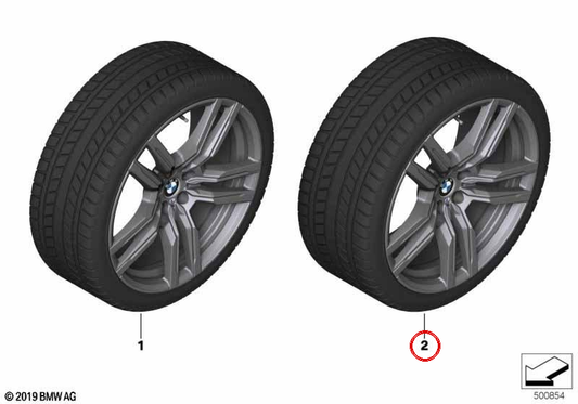 Ruota invernale completa 21 "M M Michelin Pilot Alpin 5 SUV Tire per BMW X5 (F95) e BMW X6 (F96). OEM 36115A819D7. BMW originale.
