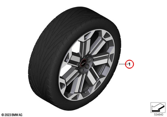 Jeu complet de roues JCW Rallye Spoke 950 OEM 36115A8E202 pour MINI Countryman U25 (10/2022 - 03/2025). MINI d'origine.