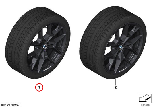 Game a ruota invernale completa M Performance Y-Spoke 942 OEM 36115A8E220 per la serie BMW 5 (G60, G61). BMW originale.