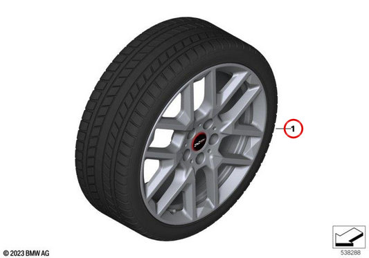 Ruota invernale completa JCW Y-Spoke 945 anteriore OEM 36115A8E633 per MINI Countryman U25. MINI originale.