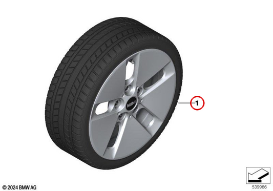 Roda de inverno completa com raio de pino 961 OEM 36115A8FF97 para MINI F54, F55, F56, F57, F60... e muito mais. MINI originais.