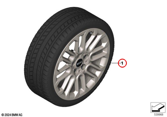 Rueda de invierno completa U-Spoke 956 OEM 36115A8FFA8 para MINI F66, F65, Cabrio F67. Original MINI.