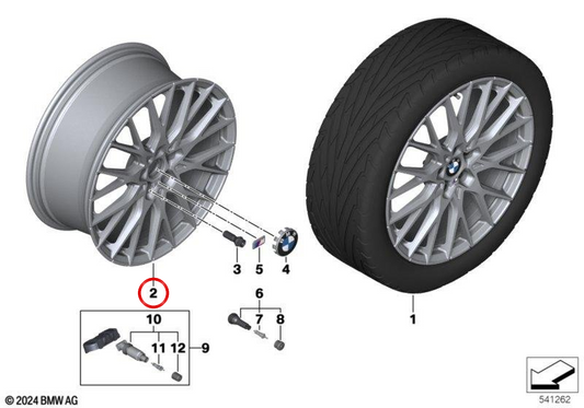 Legierreifen M Performance Y-Spoke 1085 von 19 "Orbitgrey OEM 36115A917C3 für BMW F40 (einschließlich F40 116i, 118i, 118d, 120i, 120d usw.). Original BMW.