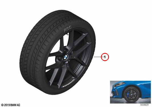 Full Winter Wheel BMW M Performance 18 ”Y-Speiche 554 avec Continental Runflat OEM 36115A92C69 pour BMW F40 (116d, 116i, 118d, 118i). BMW original.