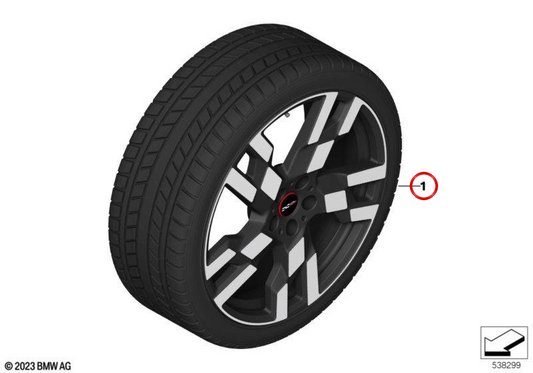 Llanta completa de invierno JCW Flag Spoke 949 18" negro OEM 36115A92E49 para MINI Countryman U25 (10/2022 - 03/2025). Original MINI.