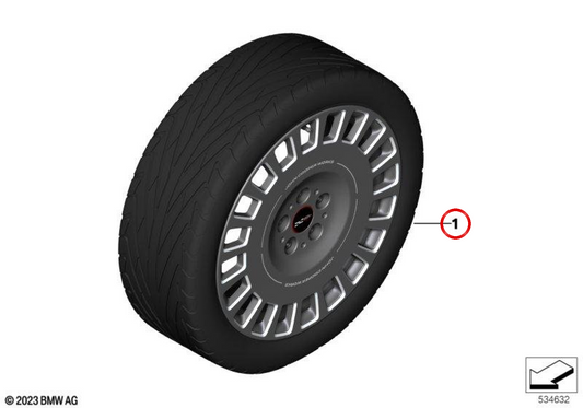Set completo di cerchi JCW Rallye Spoke 992 Vibrant Silver da 18" OEM 36115B30825 per MINI Aceman J05. MINI originale.