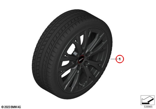 Roda completa de inverno JCW Star Spoke 991 OEM 36115B30EF7 para MINI Aceman J05 (05/2023 - 03/2025), eixo dianteiro e traseiro, 19", Jet Black Uni. Original MINI.
