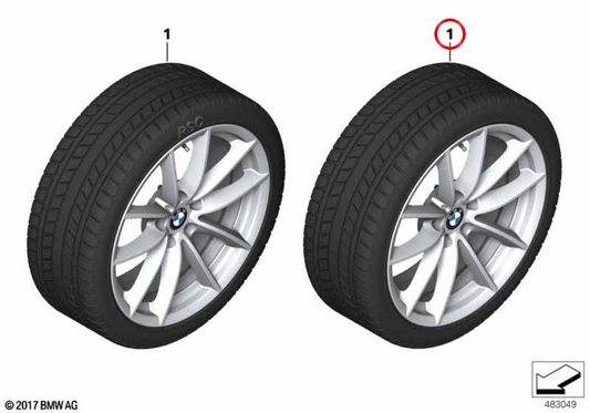 Ruota invernale completa 18 "Stile V 618 OEM 36115B31503 per BMW X3 G01 (tutti i modelli compatibili). Pneumatico BMW originale in argento con un pneumatico invernale premmed ed equilibrato.
