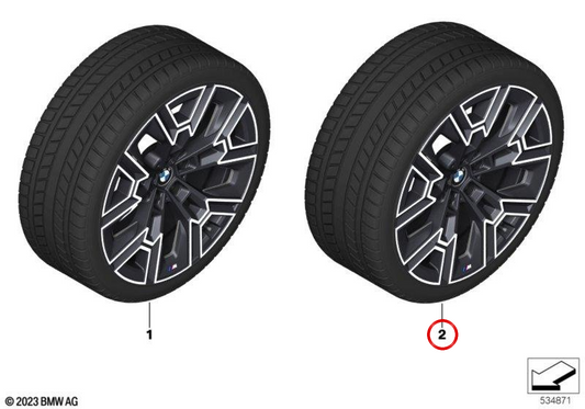 Pneumatico invernale completo M Aerodynamik 939 OEM 36115B61EE7 per BMW X5 (G05), X6 (G06). BMW originale.