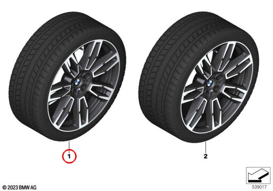 Komplettes Winterrad LM Soft Compound RDC 245/45R19 102T OEM 36115B76D71 für BMW 5er G60, G61. Original BMW.