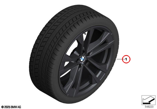 Complete winter wheel 20" M double-spoke 1048 Jet Black matt OEM 36115B778F7 for BMW iX3 G08 front and rear. Original BMW