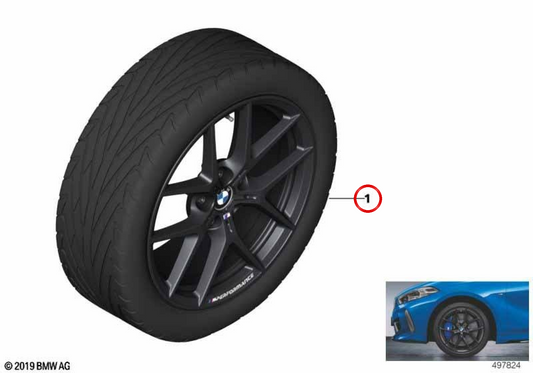Jeu de jantes M Performance 19" noir mat OEM 36115B78567 pour BMW Série 1 F70, Série 2 F74 Gran Coupé et plus. BMW d'origine.