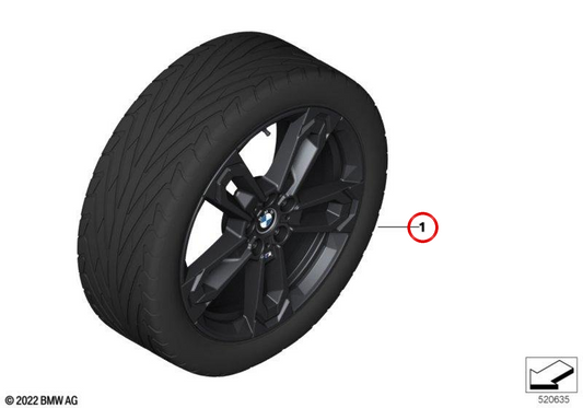 Roue avant droite OEM 36115B88BB3 pour BMW Série 3 F30, F31, Série 5 G30, G31... et plus encore. Véritable BMW.
