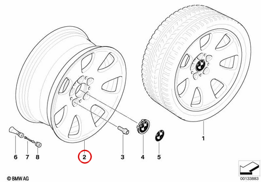 Roues en alliage Design Star 165 OEM 36116765144 pour BMW E65, E66. BMW d'origine.