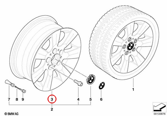 169 Tire en alliage de style OEM 36116766734 pour BMW E46. BMW d'origine.