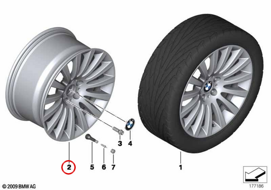 Jantes de liga leve 235 com vários raios para BMW F07, F10, F11, F06, F12, F13, F01N, F02N, F04 (OEM 36116775405). BMW genuíno.