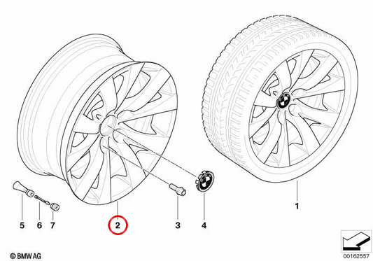 Jante de liga leve com raios em V 248 OEM 36116777352 para BMW E63, E64. BMW genuíno.