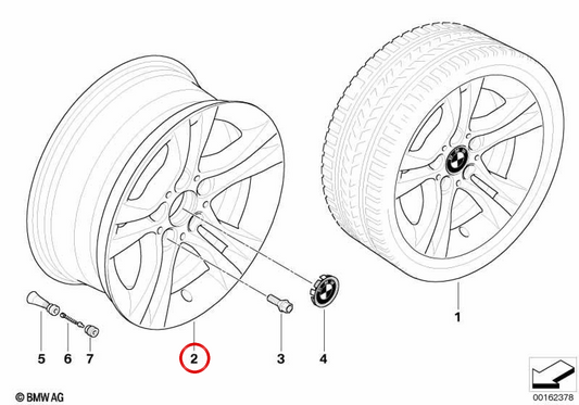 Pneumatici a doppia radio in alluminio 268 per BMW 3 E90, E91 (OEM 36116780907). BMW originale