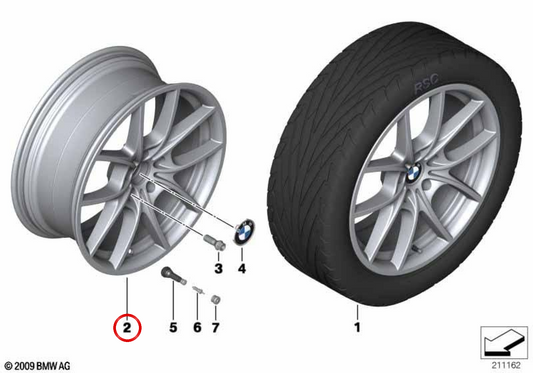 Curoni in lega V-Radio 356 OEM 36116792598 per BMW F10, F11, F06, F12, F13. Pneumatici BMW originali di 20 "nel design bicolore Ferricgrey Glanzgedreht. BMW di qualità e stile originale.