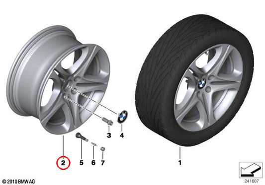 Roda de liga leve estilo raio 367 estrela OEM 36116794693 para BMW F10, F06, F12, F13. BMW genuíno.
